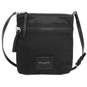 MARK JACOBS NEW BIKER NORTH SOUTH BLACK NYLON CROSSBODY BAG